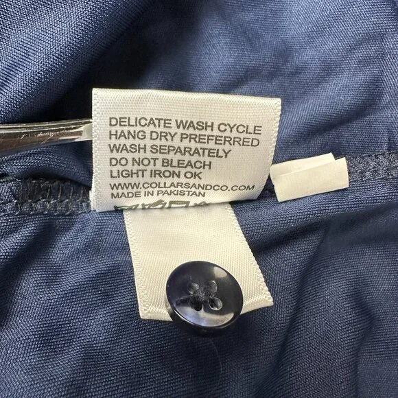 NWOT Collars & Co Men's Long Sleeve Semi-Spread Dress Collar Polo, Size XL, Navy - Picture 9 of 10